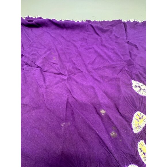 Purple white Cotton Batik Style Scarf With Leaf Design 28x28" READ - Picture 4 of 8